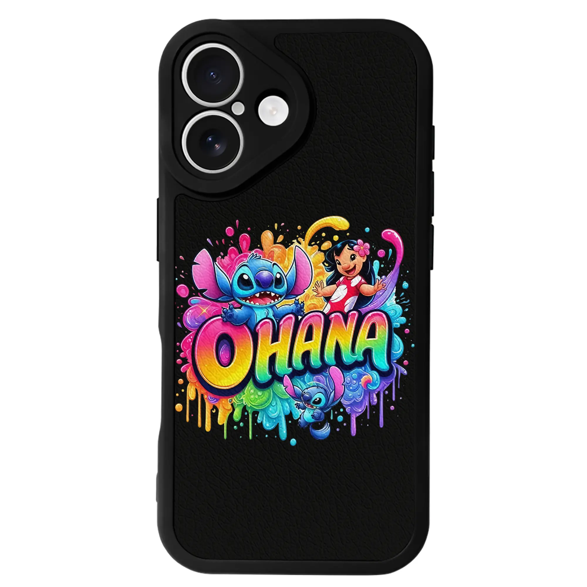 リロ＆スティッチ グッズ スティッチ - IPhone 16シリーズ対応 ・ シリコンスマホケース ・ レザー調 ・ 高精度フィット ・ 耐衝撃 ・ ワイヤレス充電対応 ・ 精密カット